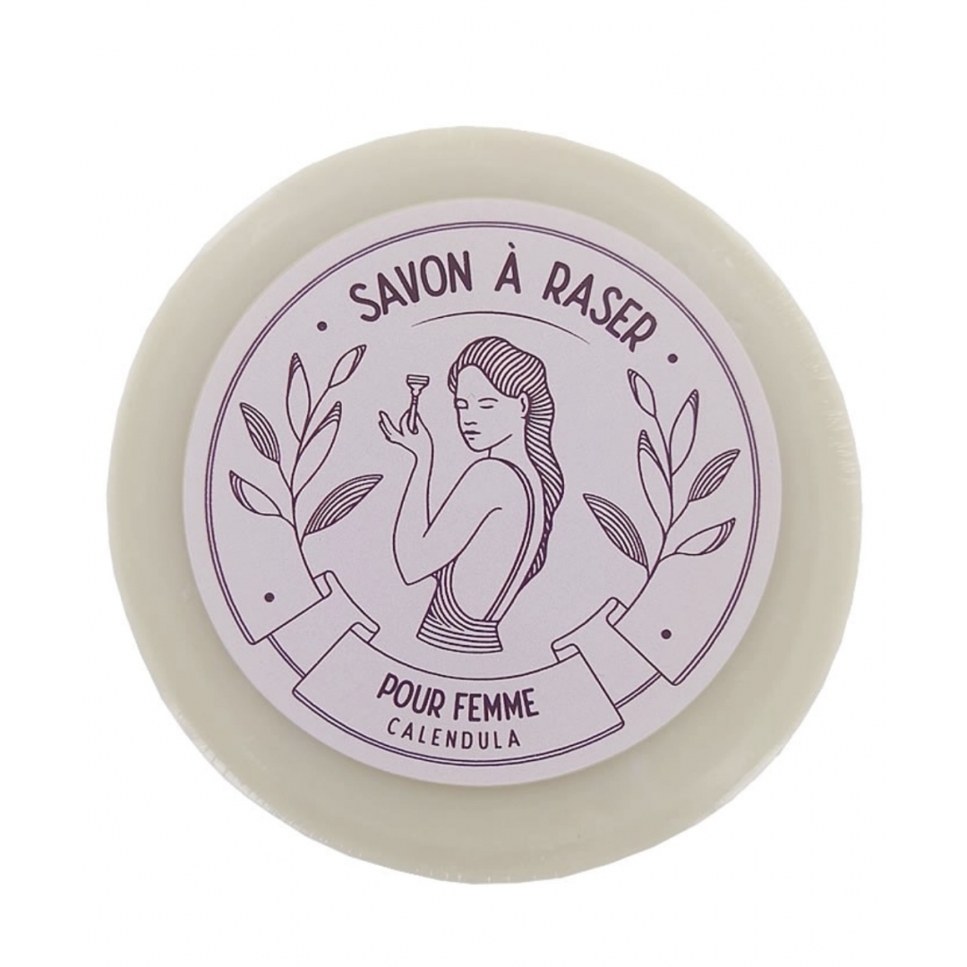 Savon à Raser Femme - Enrichi en Huile de Calendula et Pierre d'Alun (80g)