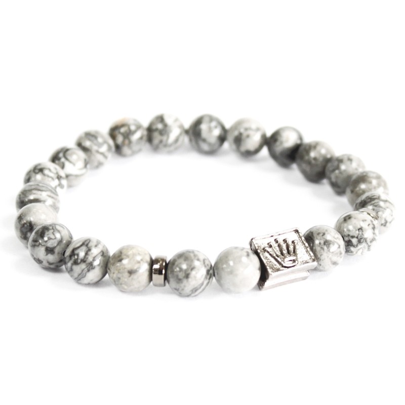Bracelet en pierres naturelles Boho-Chic - Lingot / Agate Grise