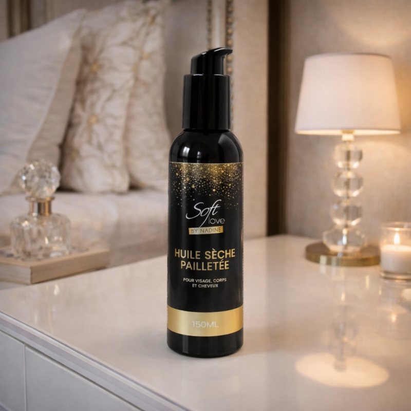 Huile sèche pailletée pour le visage, le corps et les cheveux 150ml - Soft Love