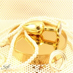 Plug aluminium doré avec cristal transparent