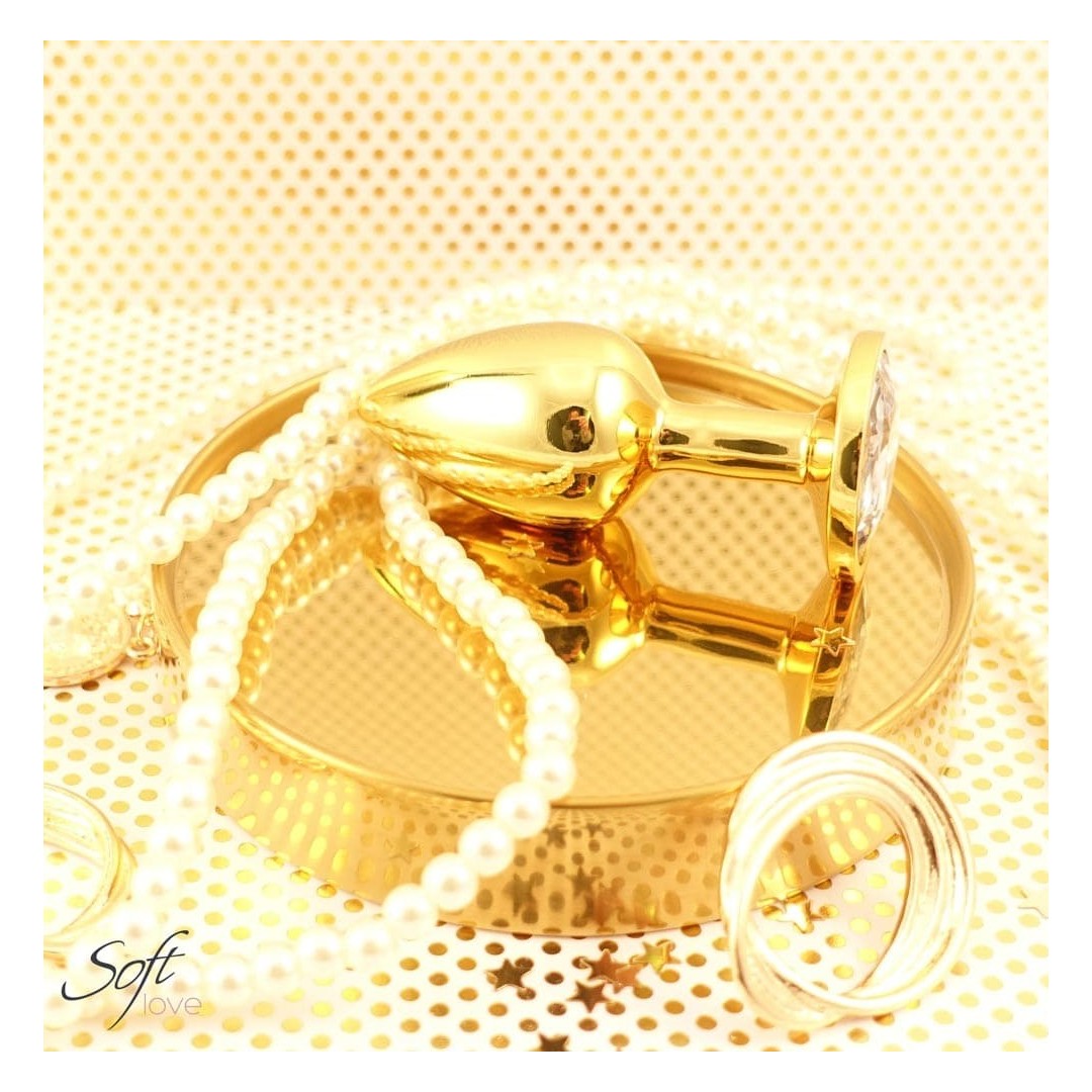 Plug aluminium doré avec cristal transparent