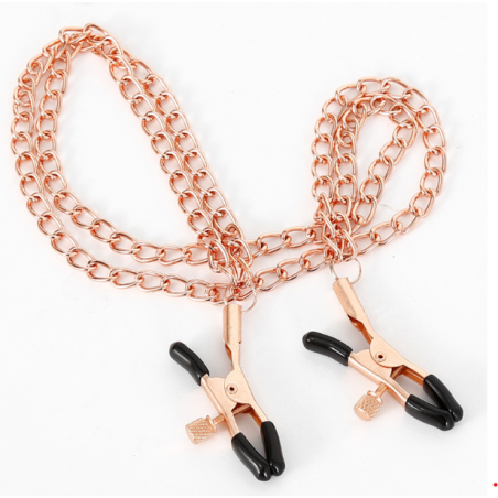 Pinces à seins or rose avec chaines