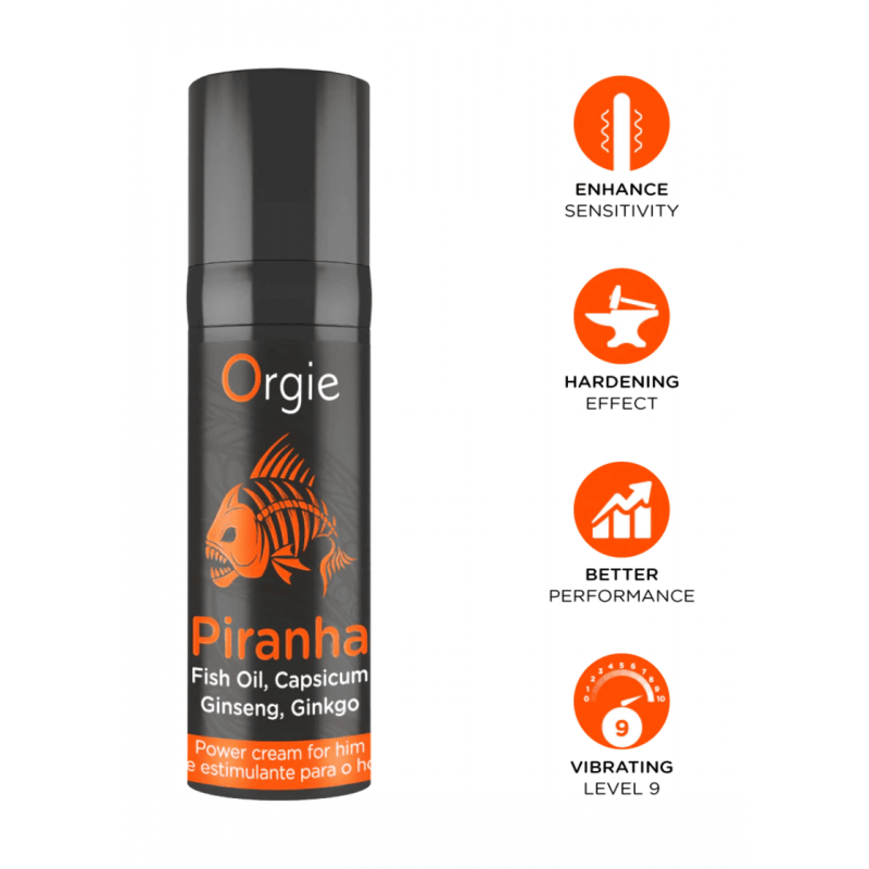 Piranha Power Cream – Crème intensificatrice de l’érection à effet chaud-froid et stimulation rapide