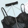 Body en résille avec chaînes et collier noir