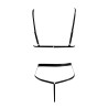 Ensemble lingerie similicuir noir avec chaînes