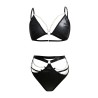 Ensemble lingerie similicuir noir avec chaînes