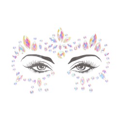 Bijoux adhésifs pour visage effet cristaux multicolores