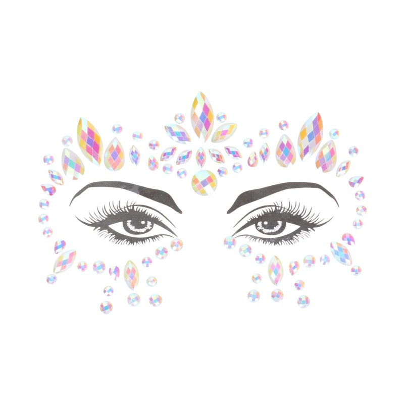 Bijoux adhésifs pour visage effet cristaux multicolores