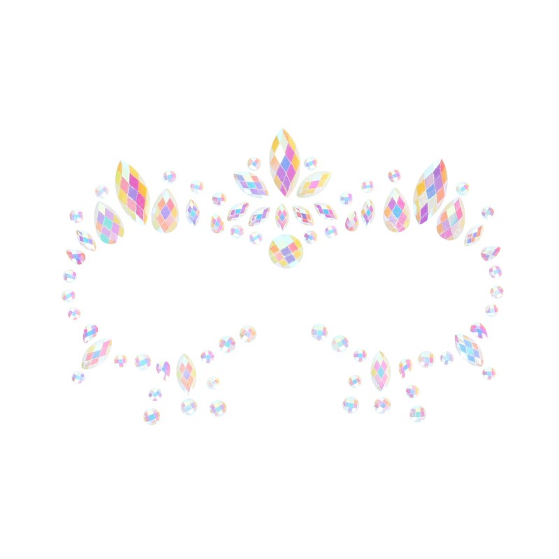 Bijoux adhésifs visage cristaux multicolores