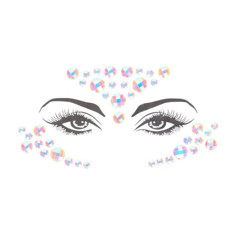 Bijoux adhésifs pour visage effet cristaux multicolores