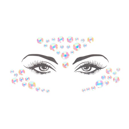 Bijoux adhésifs pour visage effet cristaux multicolores