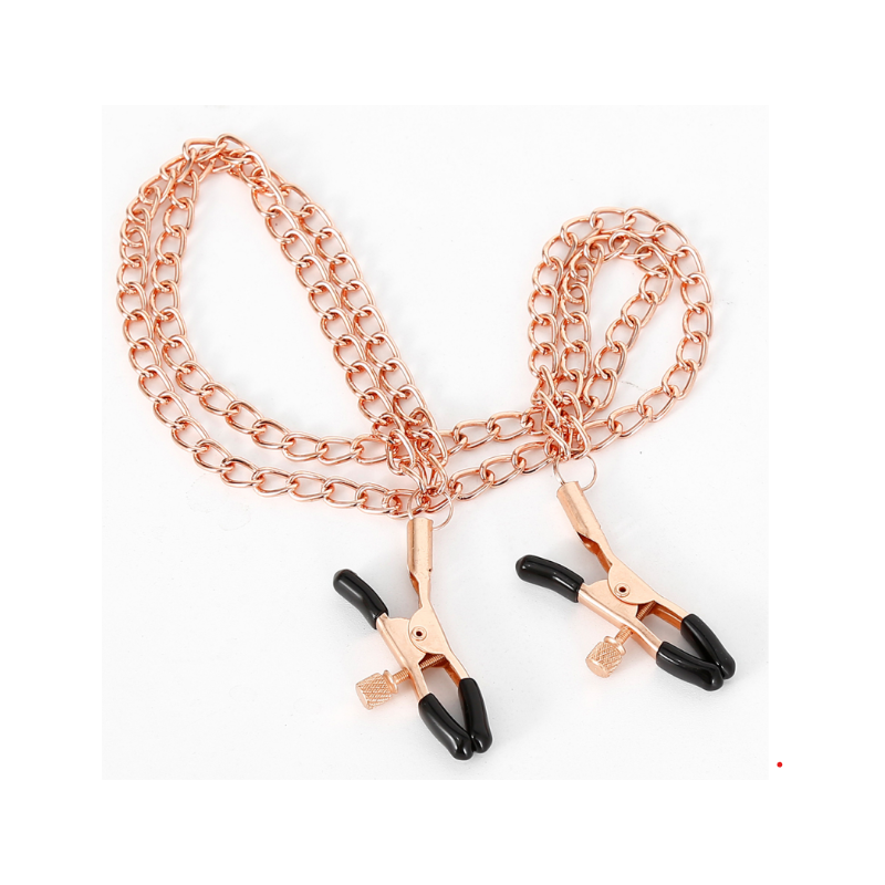 Pinces à seins or rose avec chaines