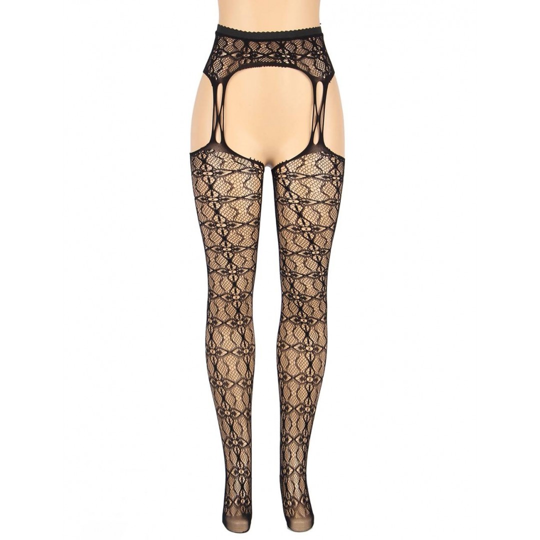 Collants ouverts avec fleurs en résille Charlie