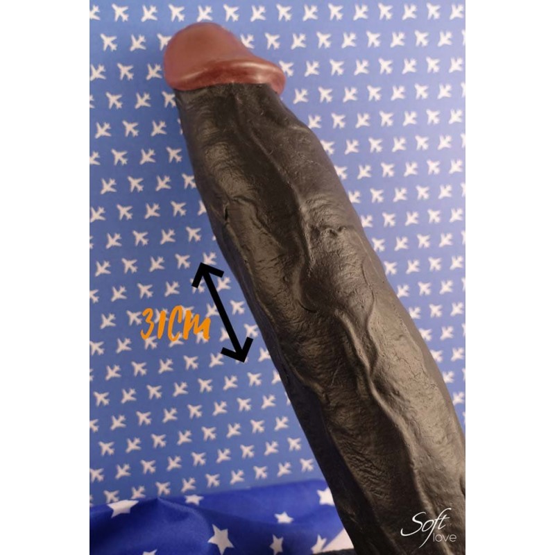 Vibromasseur réaliste noir 31cm Adrien