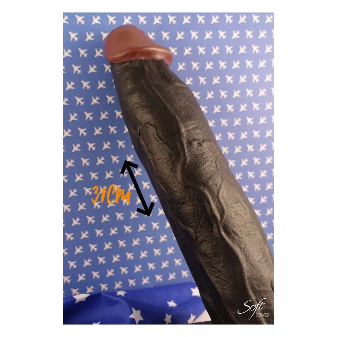 Vibromasseur réaliste noir 31cm Adrien