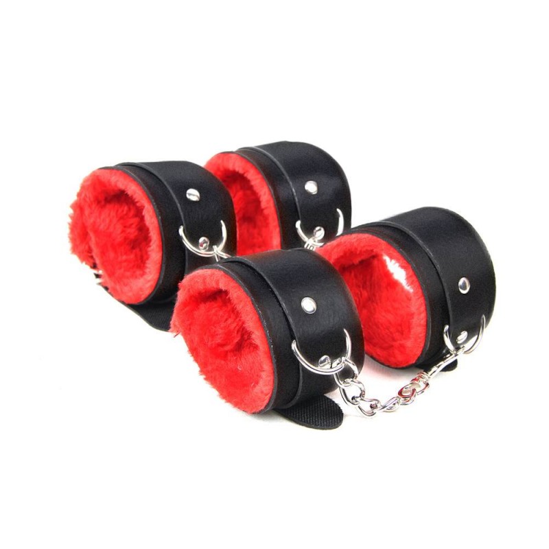 Menottes poignets avec fourrure - 1 paire de 2 couleurs