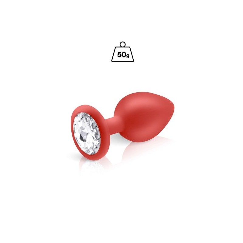Plug rouge silicone et bijou S, M ou L