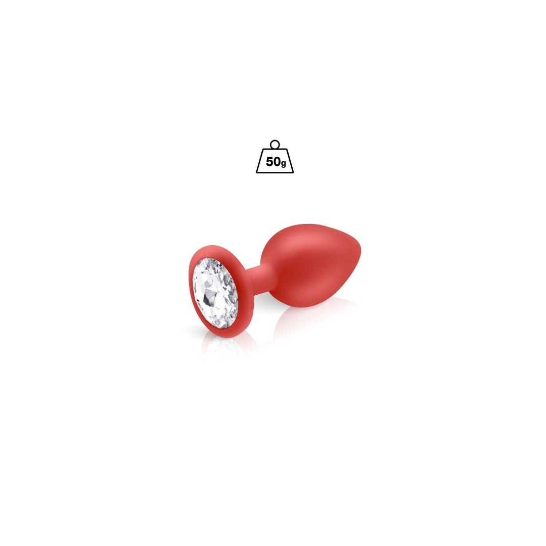 Plug rouge silicone et bijou S, M ou L