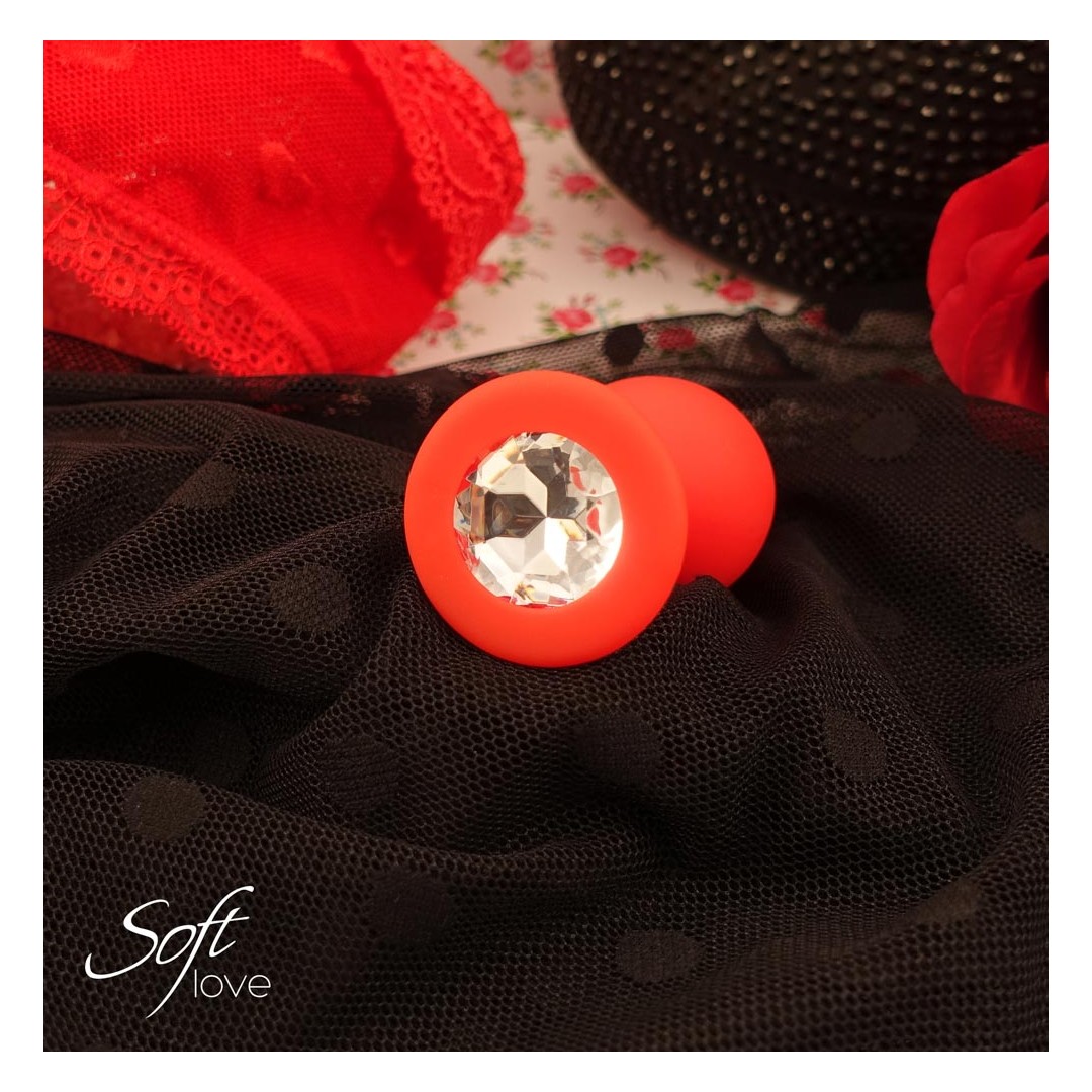 Plug rouge silicone et bijou S, M ou L