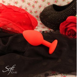 Plug rouge silicone et bijou S, M ou L