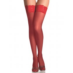 Bas en dentelle florale rouge