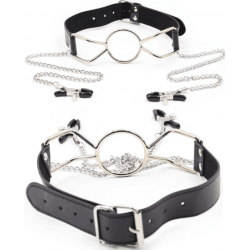 Bâillon araignée écarteur avec pinces à seins