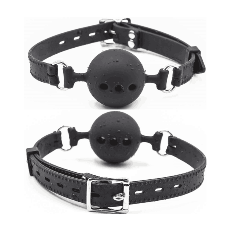 Bâillon silicone percé pour faciliter la respiration