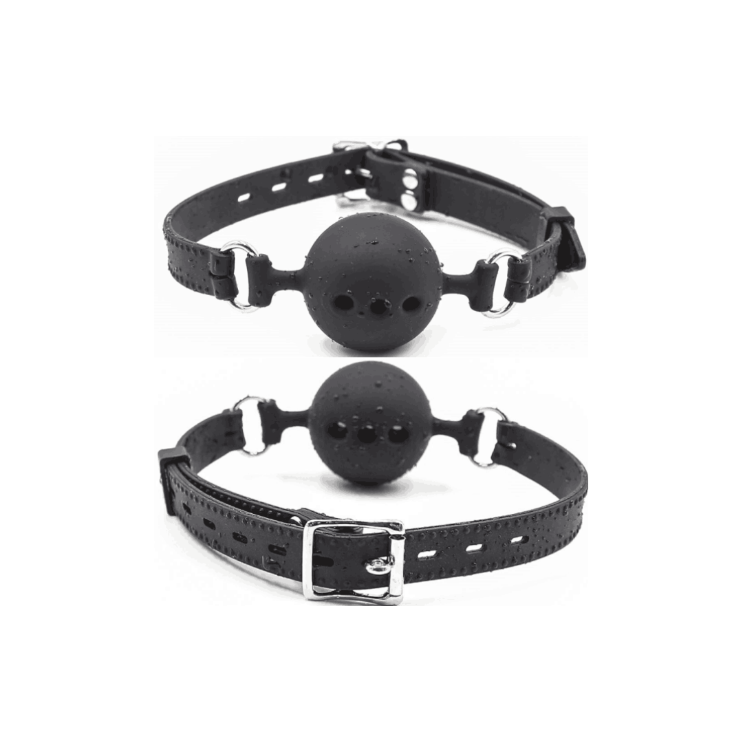 Bâillon silicone percé pour faciliter la respiration