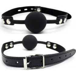 Bâillon noir - Boule 100% silicone