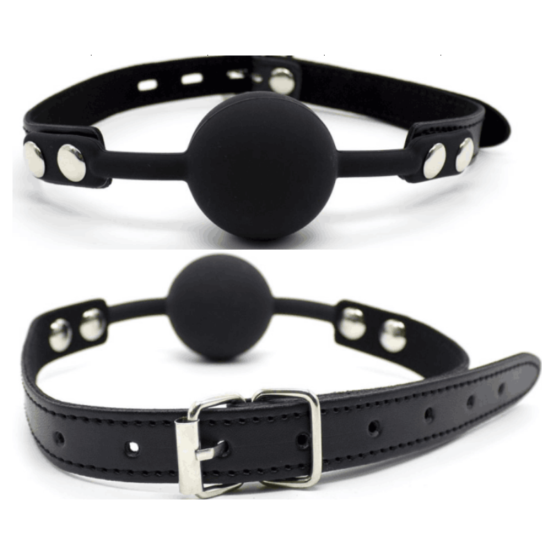 Bâillon noir - Boule 100% silicone