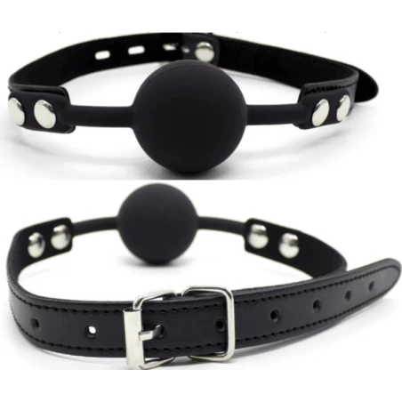 Bâillon noir - Boule 100% silicone