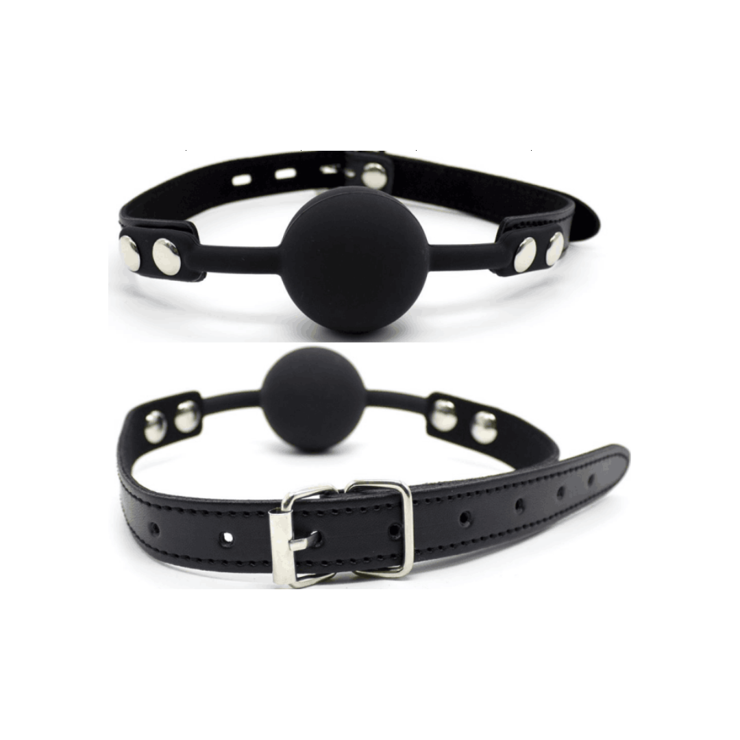 Bâillon noir - Boule 100% silicone