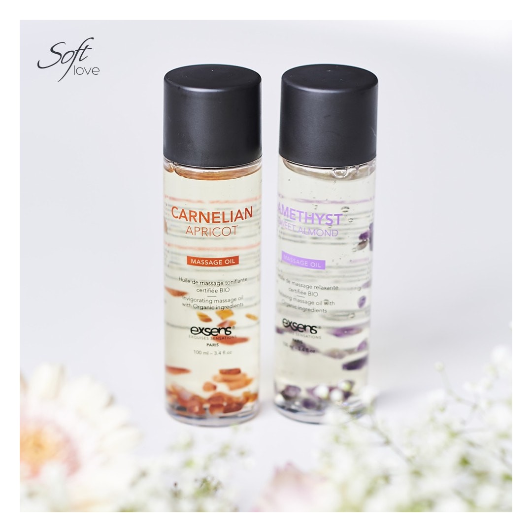 Huile de massage bio aux pierres semi-précieuses