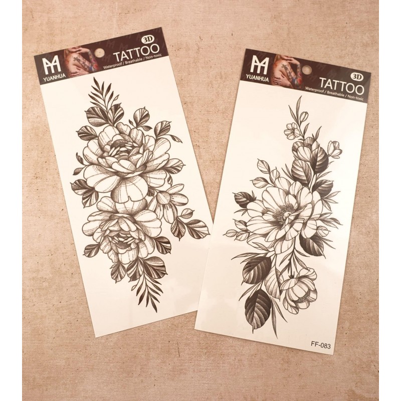 Tatouage éphémère fleurs double