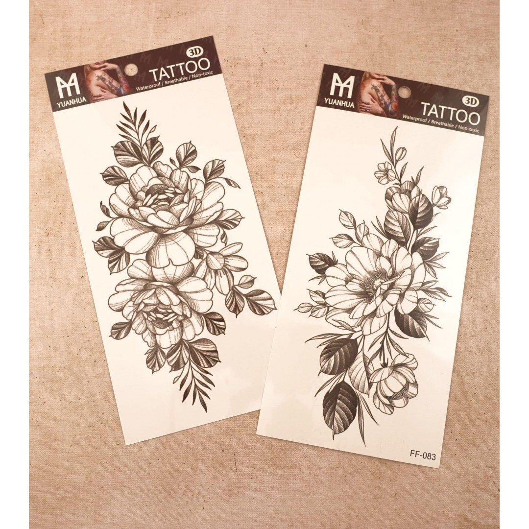 Tatouage éphémère fleurs double