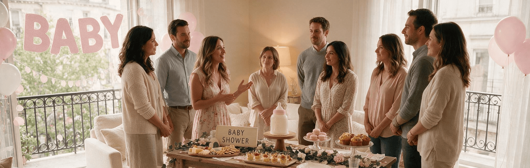 Baby shower organisée dans une ambiance douce et conviviale